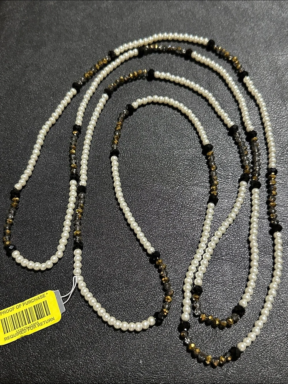 Dillards Faux Pearl & Crystal Continuous Strand Necklace